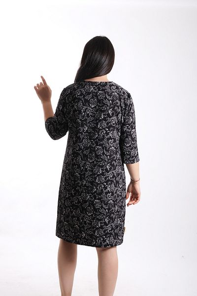 Blues Outlet Rochie neagră de damă cu jumătate de mânecă cu decolteu în V