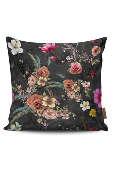 Alacastore Husă de pernă cu model floral cu design special Black Floor
