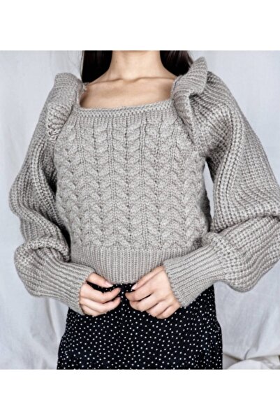 Anita Store Women's Brown Back Detailed Knitwear Sweater