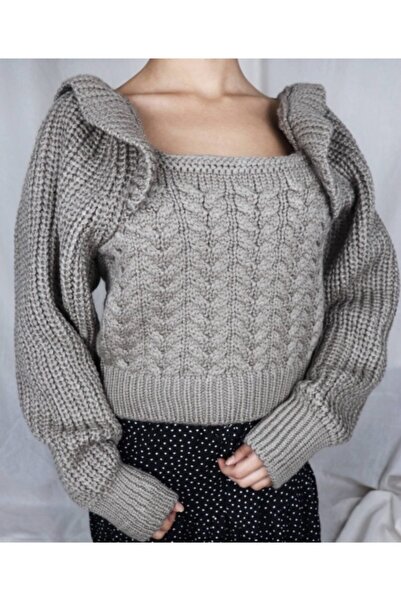 Anita Store Women's Brown Back Detailed Knitwear Sweater