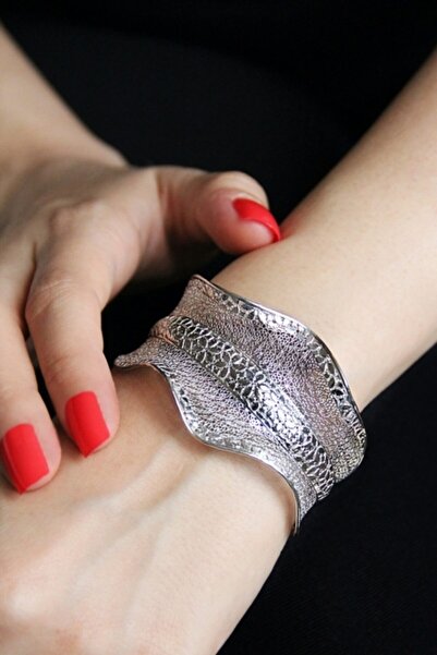 Argentum Concept 925 Ayar Gümüş Tasarım Füzyon Kelepçe Bileklik - B073701