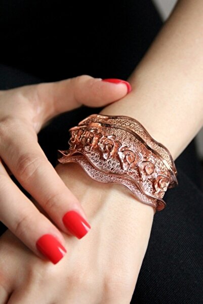 Argentum Concept 925 Ayar Gümüş Çiçek Figürlü Tasarım Rose Füzyon Kelepçe Bil...