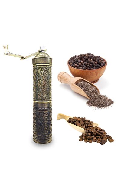 Fantom Date Zamak Long Brown Black Pepper Hand Grinder 21 cm