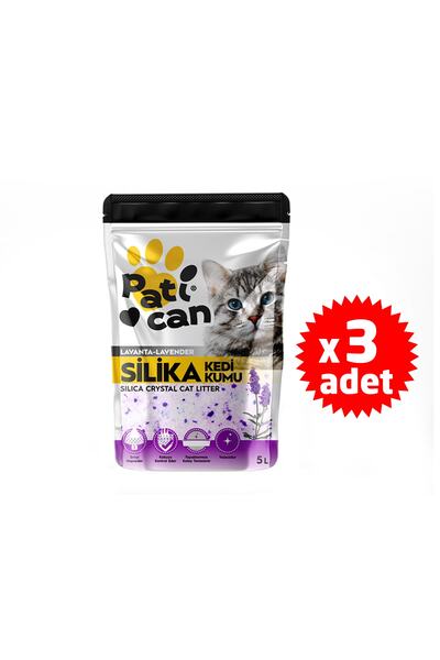 Patican 3 Adet Lavanta Silika Kristal Kedi Kumu 5 Lt.