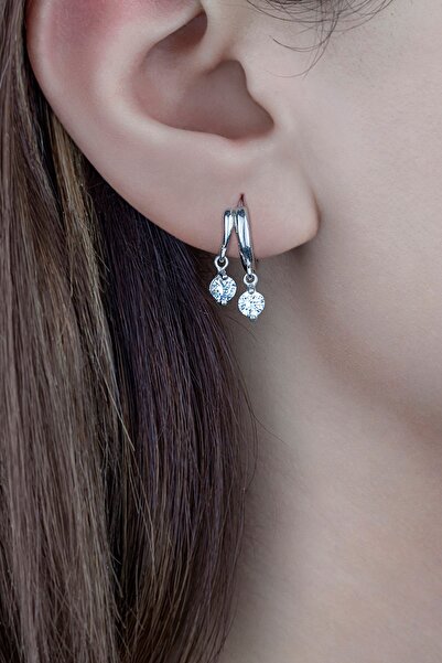 Afrodit Silver Halkalı Sallantılı Gümüş Kadın Küpe