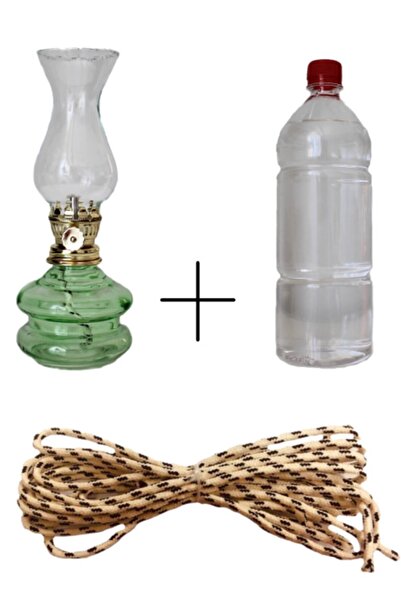Sözen Idare Gaz Lambası Seti Yeşil + 500 Ml Kandil Yakıtı+ 1 Metre Fitil