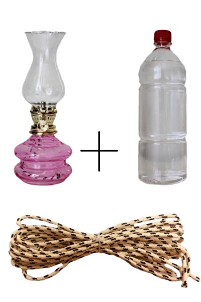 Sözen Idare Gaz Lambası Seti Pembe + 500 Ml Kandil Yakıtı+ 1 Metre Fitil