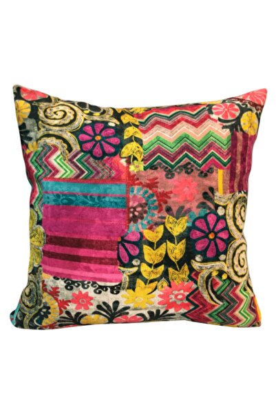 Flora Home Renkli Desenli Dekoratif Kırlent Kılıfı 45x45