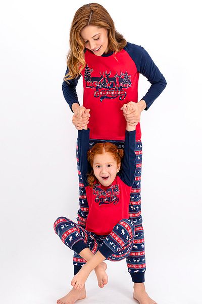 Arnetta Light Red Pajama Set for Mother and Daughter - 1015