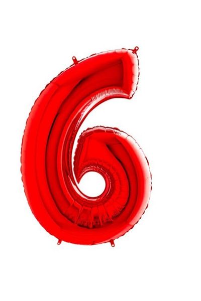 PARTİSERÜVENİ بالون فويل عدد 6 لون احمر 40 بوصة (100 سم)