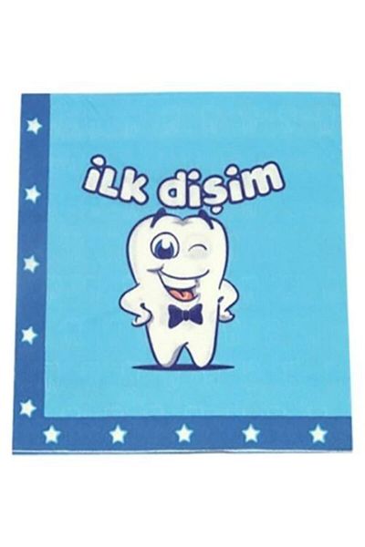 Happyland My First Tooth Written Double Layer Paper Party Napkin Blue 40 Pieces 33x33 Cm