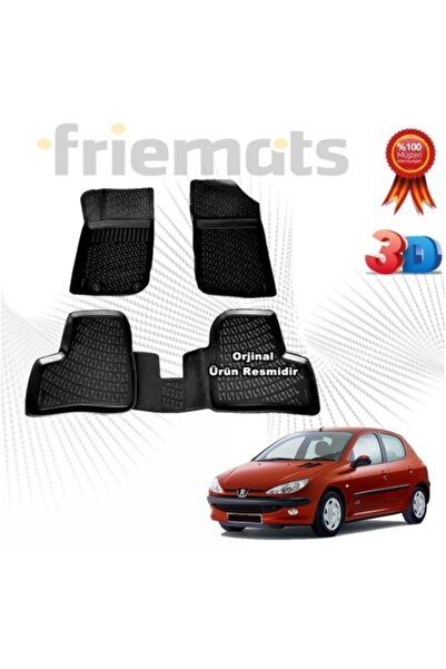 Point Peugeot 206 3d Havuzlu Paspas Hb 1998 - 2012 Arası Siyah 4 Parça Set - Friemats
