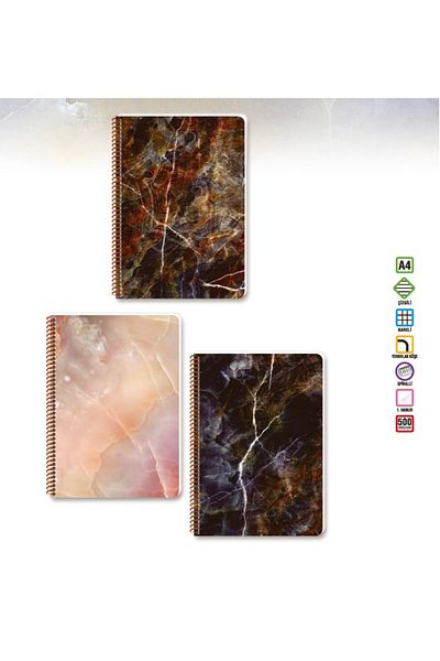 KESKİN COLOR Onyx A4 60 Sheets Lined Plastic Cover Spiral Notebook