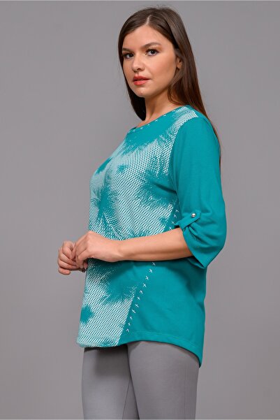 TUSSE Γυναικεία μπλούζα Green Leaf με τύπωμα