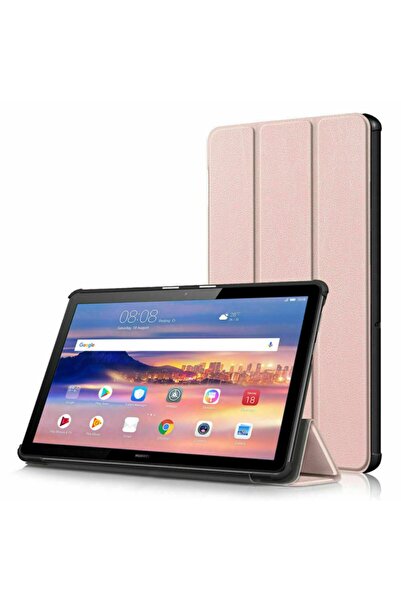 UnDePlus Huawei Mediapad T5 10 10.1 Inç Rose Gold Pu Deri Smart Case Kılıf
