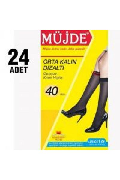 Müjde Дамски черни чорапи до коляното 40 Den, 12 броя