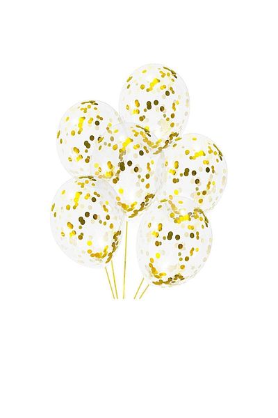 Parti dolabı Transparent Balloon with Gold Confetti Pack of 5