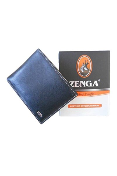 Zenga Erkek Siyah Orjinal Deri  Cüzdanı 256-04 Garni Greyzi