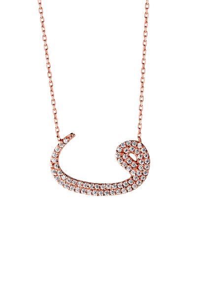 Afrodit Silver Kadın Rose Vav Tasarım Gümüş Kolye