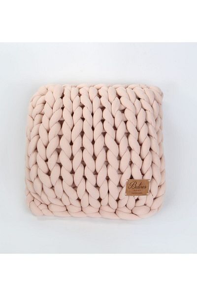 Betires Home Chunky Hand Knitted Pillow Powder