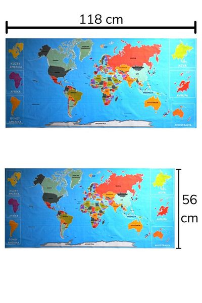 Buffer Set of 2 Atlas World Map Magnetic Adhesive-Free Wall Sticker 118 * 56 Cm