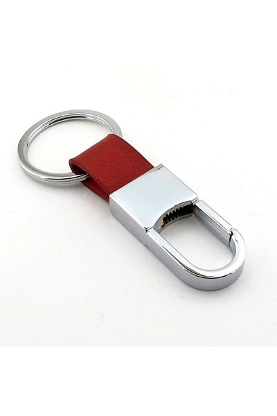 Solfera Brown Tan Leather Shiny Metal Hook Keychain Kc843