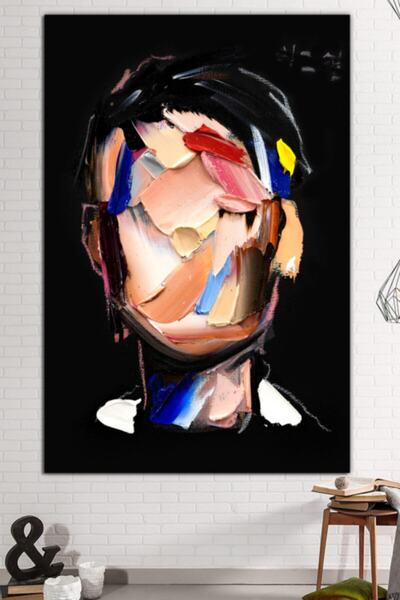 Nazenin Design Yüzler Fırça Darbeli Görünümlü Soyut Modern Sanat Kanvas Tablo...