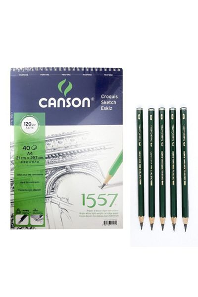 Canson A4 Size Sketchbook Faber 9000 Premium Grade Pencil Set