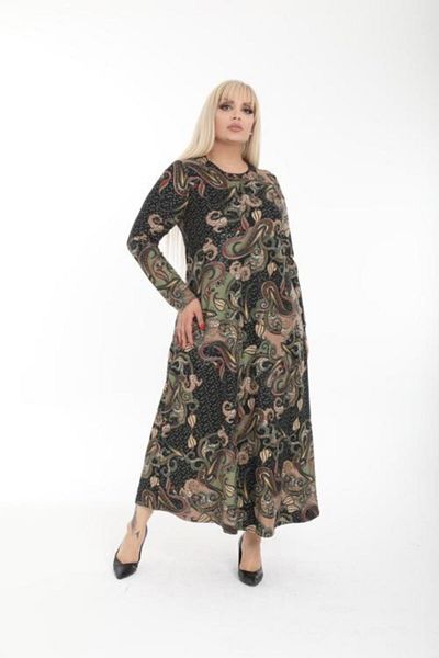 Şirin Butik Women's Khaki Plus Size Collar Trim Dress