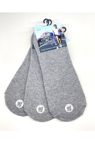 Prestige Men's Gray Invisible Cotton Socks 3-Piece
