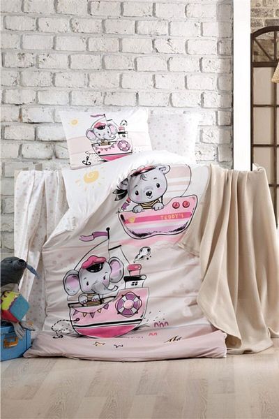 Kristal Sailing Pink Ranforce Baby Duvet Cover Set