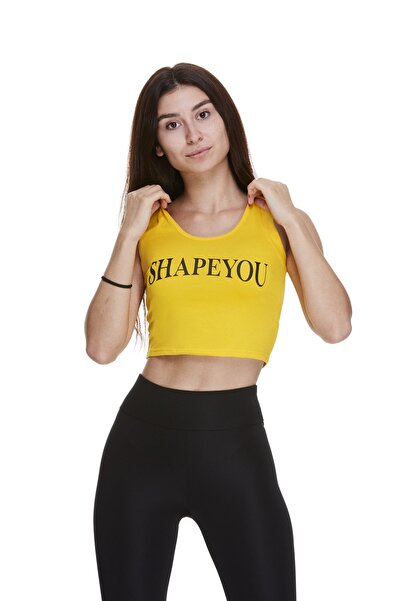 ShapeYou Yellow Women's Fitness Sports Crop T-Shirt
