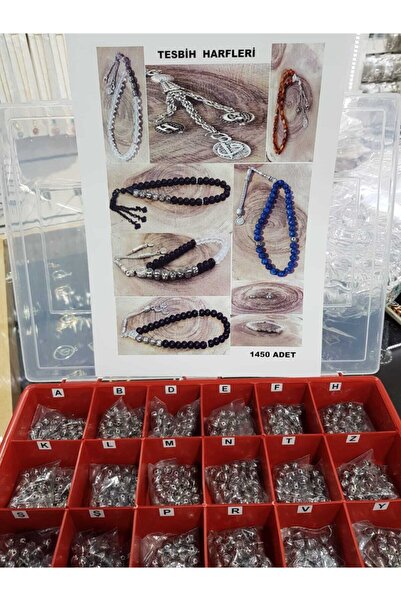 platin hediyelik 1450 Adet Metal Harf Boncuk Seti Takı Malzemesi Tesbih Boncu...