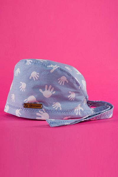 Best Bone Blue Small Hands Patterned Surgical Cap