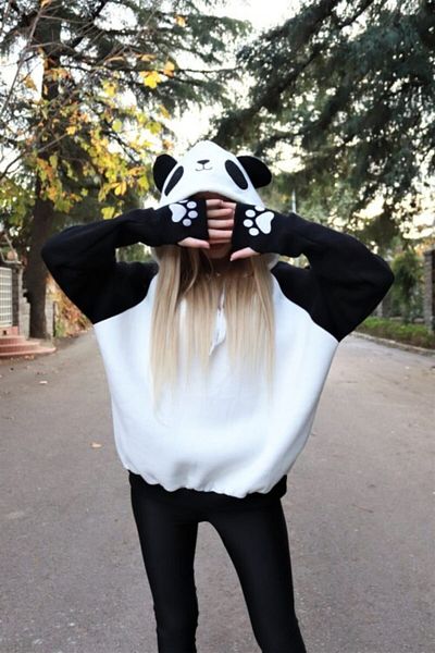 Özel Tasarım Γυναικείο φούτερ με κουκούλα Panda Sweat