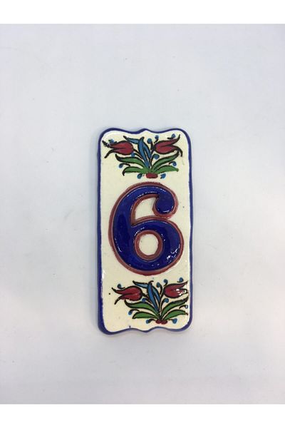 Dost Art Hediyelik Handmade Ceramic Door Numbers and Door Letters Under the Door No 6