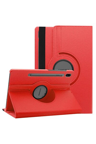 Microsonic Samsung Galaxy Tab S7 T870 Kılıf 360 Rotating Stand Deri Kırmızı