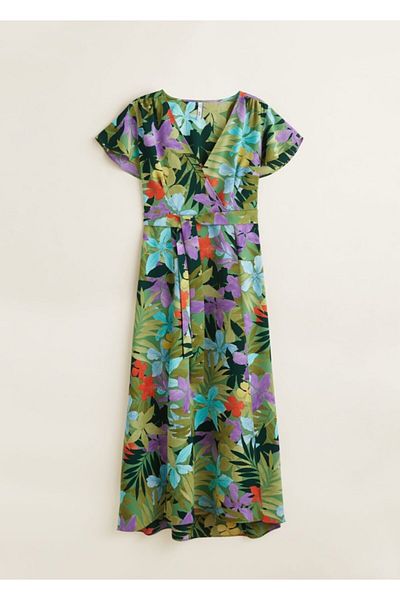 MANGO Woman Γυναικείο Φόρεμα Πράσινο Τροπικό Σταυρό 51090918