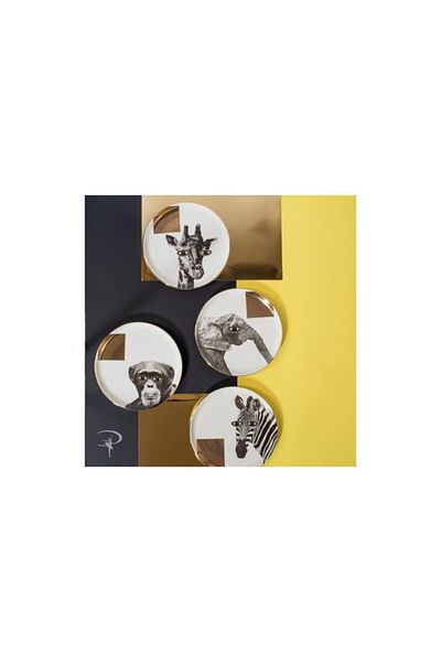Porland 20 Cm 4 Piece Wild Life Cake Plate - 341set109
