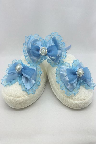 lohusahamile Women's Blue Bow Maternity Slippers and Crown Set