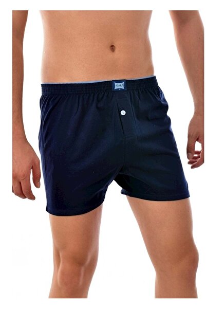 Tutku 0117 Men's Combed Cotton Buttoned Boxer Navy Blue - m