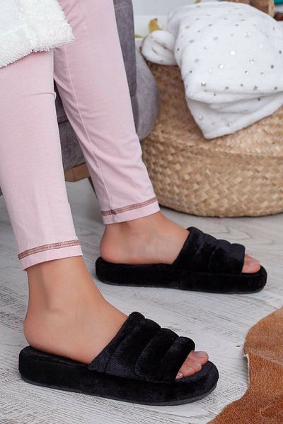 BAŞAK Women's Black Sindi House Slippers Soft Sole Dowry and Bundle Slippers