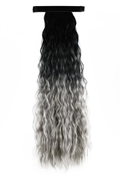 Eva Peruk Siyah Gri Ombreli Su Dalgalı Sihirli At Kuyruğu Peruk