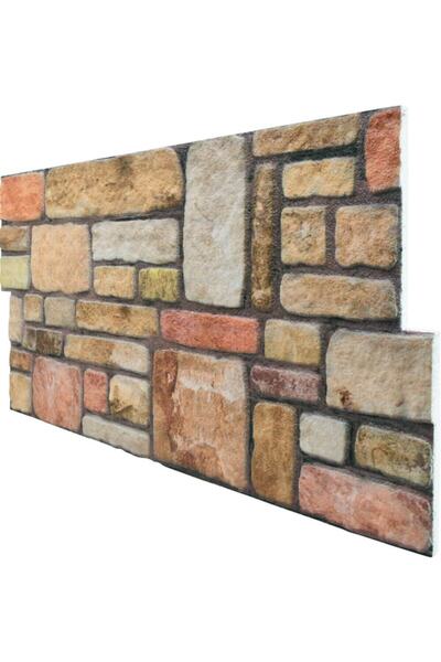 Pandekor 5 Adet (2,5M2) X Karma Taş Desenli 3 Boyutlu Renkli Strafor Köpük Du...