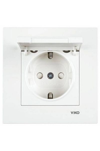 VİKO Karre Child Proof Covered White Grounded Socket Framed 1 Piece