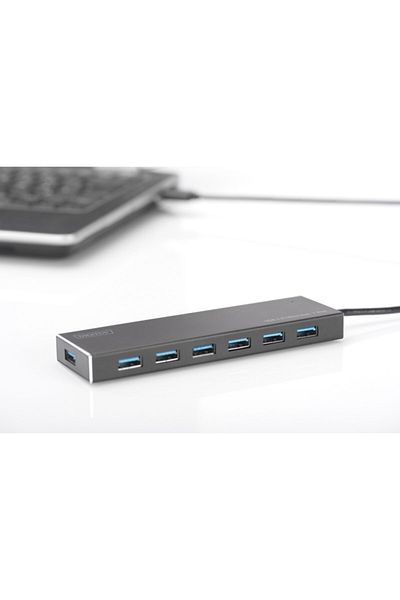 Digitus 7 Port USB 3.0 Office Hub to 5V/3.5A Power Adapter Included, Aluminum