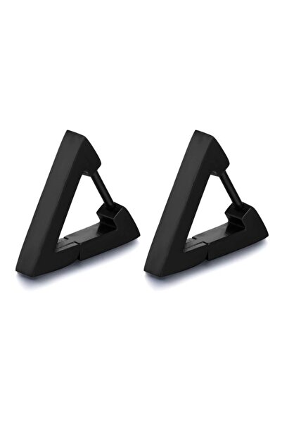 VipBT Unisex Siyah Triangle 3 Kenar Titanyum Çelik Çift Küpe