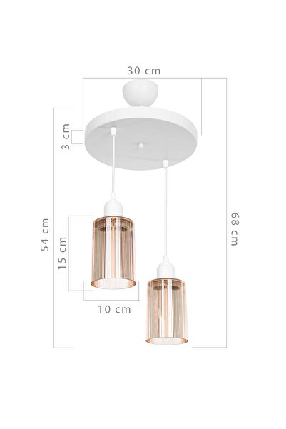 Modelight Aksel 2'li Avize Bal Optik Camlı Beyaz