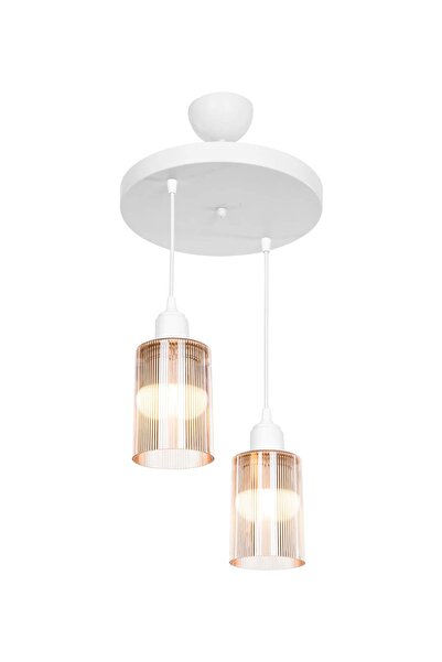 Modelight Aksel 2'li Avize Bal Optik Camlı Beyaz