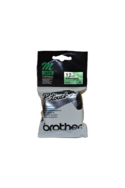 M-731 Yeşil Üzerine Siyah P-touch Etiket 12mm Pt-55 / Pt-60 / Pt-80